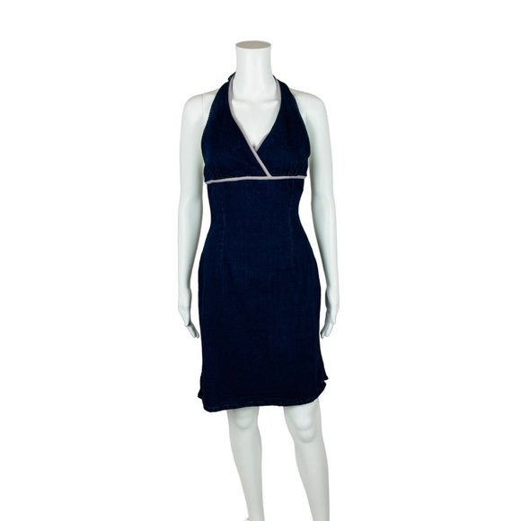 Tommy Jeans Dress Women's Medium Y2K Hilfiger Blue Denim Halter - Picture 1 of 12